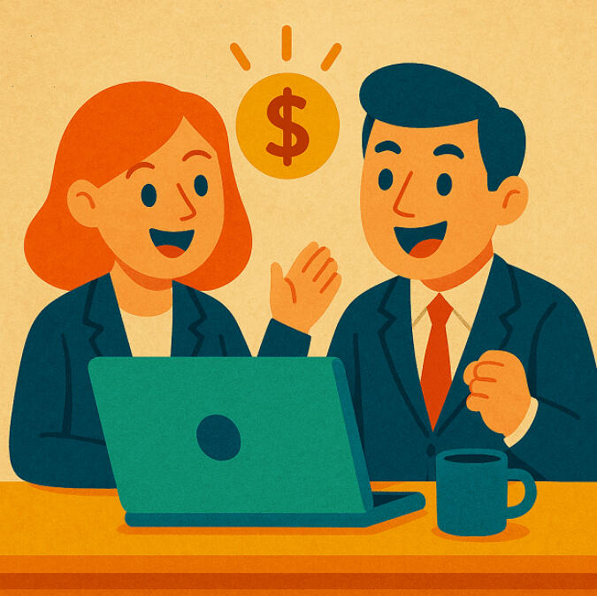 One Page Managed Customer Success Happy business couple because their one page website became successful